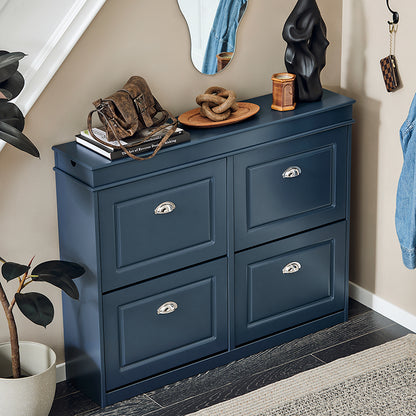SoBuy | Meuble à chaussures | Meuble à chaussures 4 portes | Coffre à chaussures bleu | FSR79-B