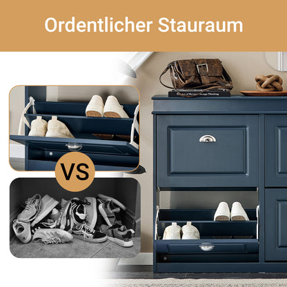 SoBuy | Meuble à chaussures | Meuble à chaussures 4 portes | Coffre à chaussures bleu | FSR79-B