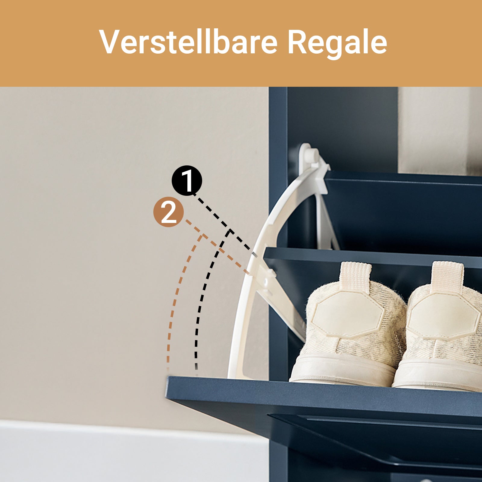 SoBuy | Meuble à chaussures | Meuble à chaussures 4 portes | Coffre à chaussures bleu | FSR79-B