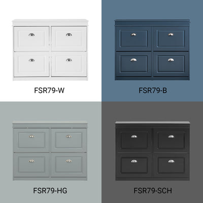 SoBuy | Meuble à chaussures | Rangement à chaussures à 4 portes | Coffre à chaussures noir | FSR79-SCH