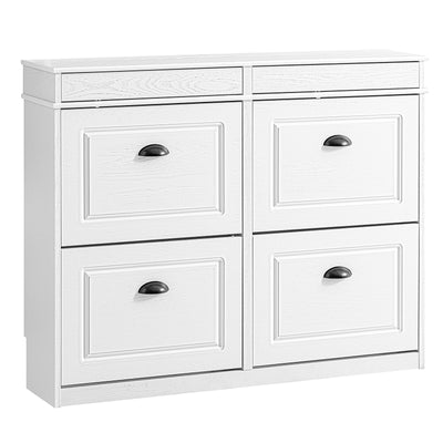 SoBuy | Scarpiera | Scarpiera con 4 Ante a Ribalta | Bianco Vintage | FSR79-WG