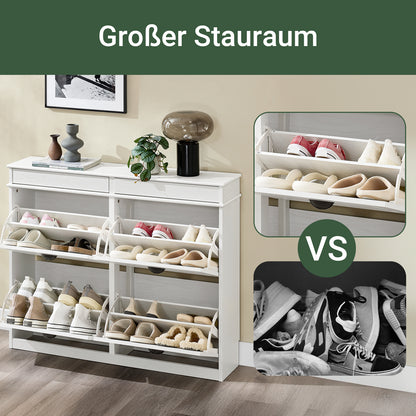 SoBuy | Meuble à chaussures | Meuble à chaussures à 4 portes | Coffre à chaussures blanc vintage | FSR79-WG 