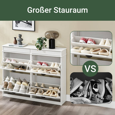 SoBuy | Scarpiera | Scarpiera con 4 Ante a Ribalta | Bianco Vintage | FSR79-WG