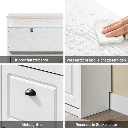 SoBuy | Meuble à chaussures | Meuble à chaussures à 4 portes | Coffre à chaussures blanc vintage | FSR79-WG 