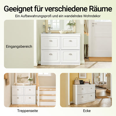 SoBuy | Schuhkipper | Schuhschrank mit 4 Klappen | Schuhkommode Weiß | FSR79-W
