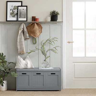 SoBuy | Cassapanca scarpiera | Panca contenitore | Grigio | FSR80-SG