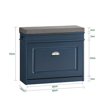 SoBuy | Scarpiera a ribalta | Panca portascarpe | Panca | Cassettiera portascarpe | Scarpiera blu | FSR82-K-B
