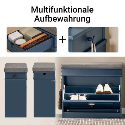 SoBuy | Scarpiera a ribalta | Panca portascarpe | Panca | Cassettiera portascarpe | Scarpiera blu | FSR82-K-B