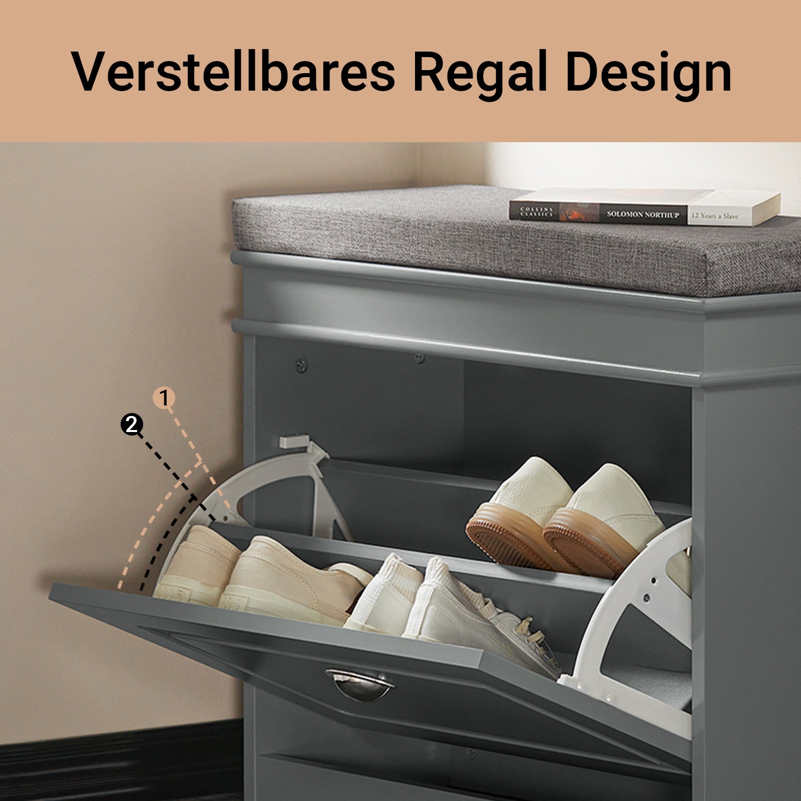 SoBuy | Schuhkipper | Schuhbank | Sitzbank | Schuhkommode | Schuhschrank Hellgrau | FSR82-K-HG