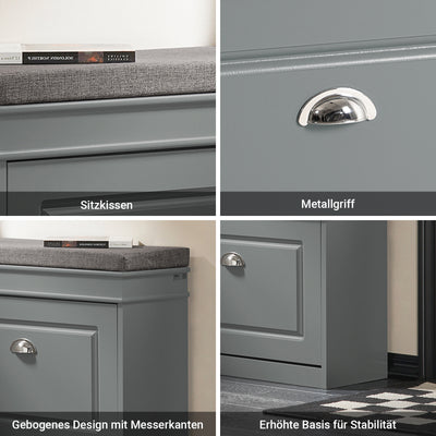 SoBuy | Schuhkipper-Set Hellgrau | Schuhbank und Schuhschrank | Schmal 24cm | FSR82-K-HG+FSR79-HG