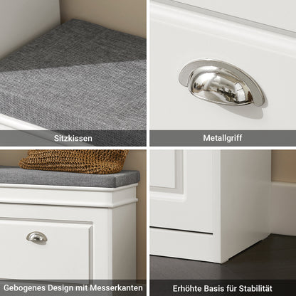 SoBuy | Meuble à chaussures | Banc à chaussures avec porte rabattable | Meuble à chaussures blanc | FSR82