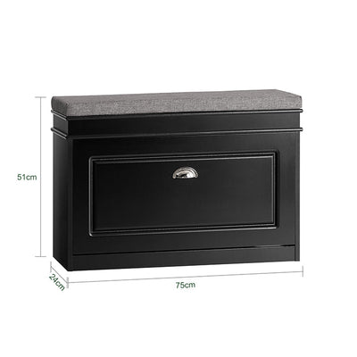 SoBuy | Scarpiera a ribalta | Panca portascarpe | Panca | Cassettiera portascarpe | Scarpiera Nera | FSR82-L-SCH