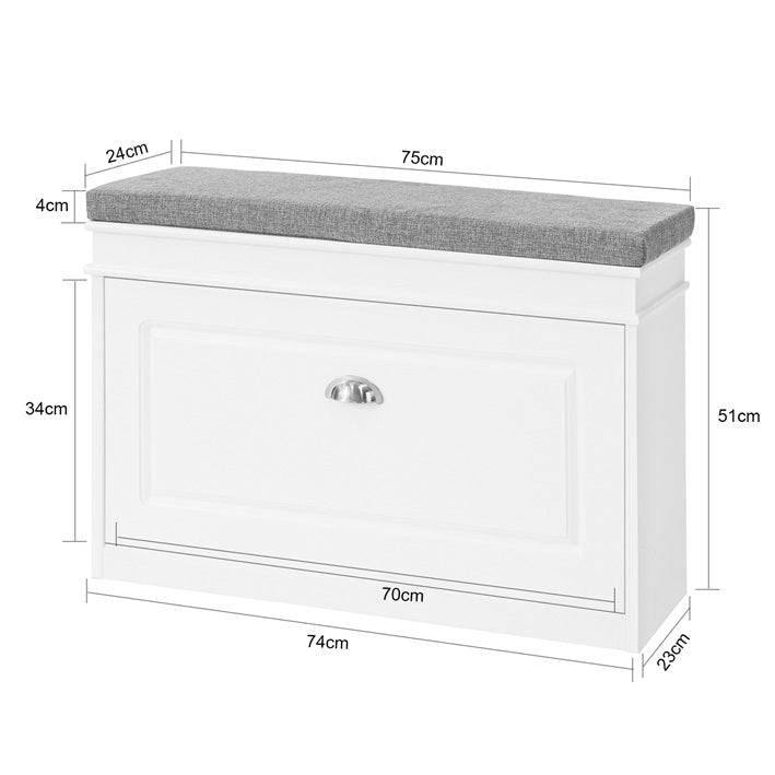 SoBuy | Schuhkipper-Set | Schuhbank und Schuhkommode | Schmal 24cm | Weiß | FSR82-L-W+FSR94-W