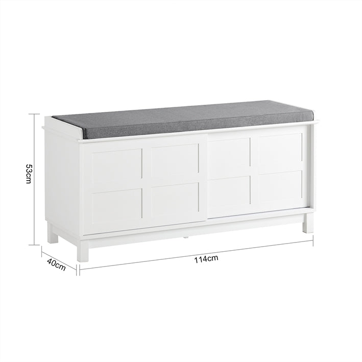 SoBuy | Comò con seduta | Panca contenitore | Scarpiera | Bianco | FSR86-W