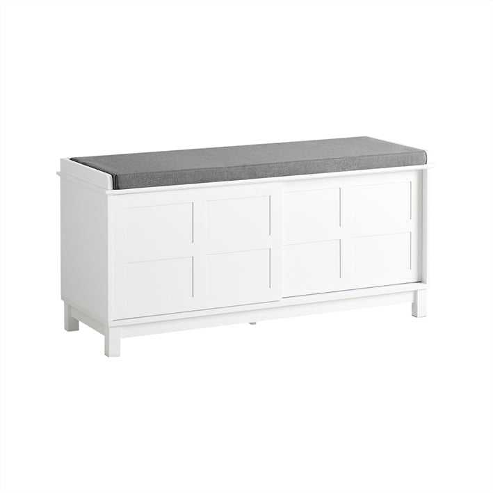 SoBuy | Comò con seduta | Panca contenitore | Scarpiera | Bianco | FSR86-W