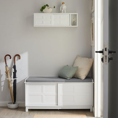 SoBuy | Comò con seduta | Panca contenitore | Scarpiera | Bianco | FSR86-W