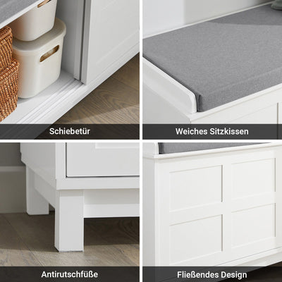 SoBuy | Comò con seduta | Panca contenitore | Scarpiera | Bianco | FSR86-W