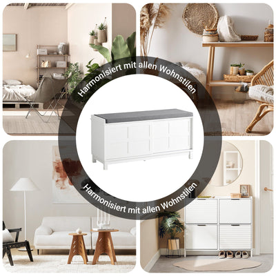 SoBuy | Comò con seduta | Panca contenitore | Scarpiera | Bianco | FSR86-W