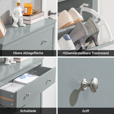 SoBuy | Meuble à chaussures | Rangement à chaussures à 2 portes | Coffre à chaussures gris | FSR89-HG 