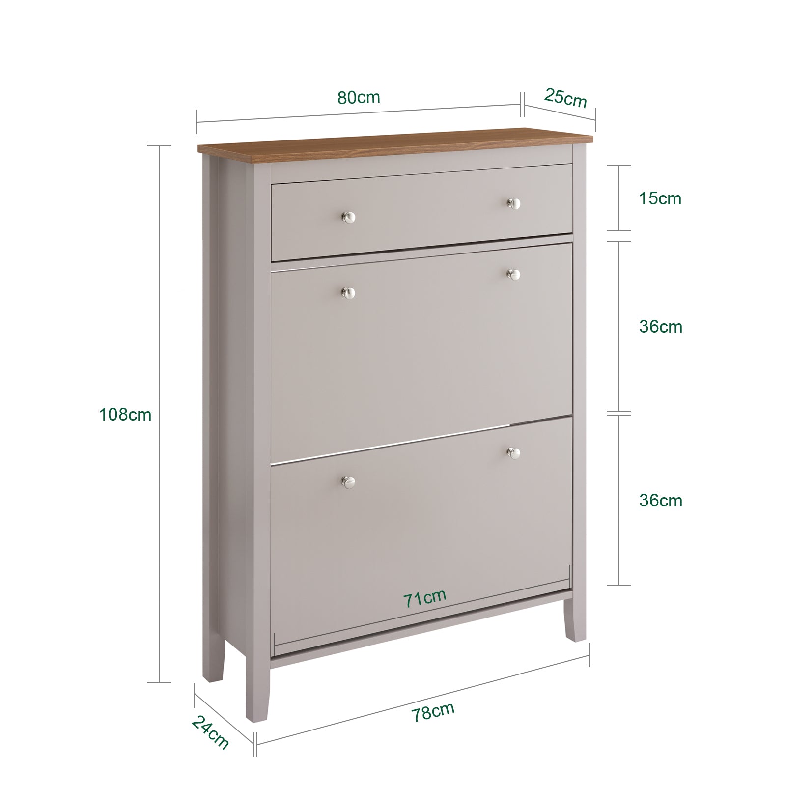 SoBuy | Meuble à chaussures étroit | 2 portes et tiroir | Capacité : 12 paires de chaussures | Marron clair | L 80 x P 25 x H 108 cm | FSR89-KA 