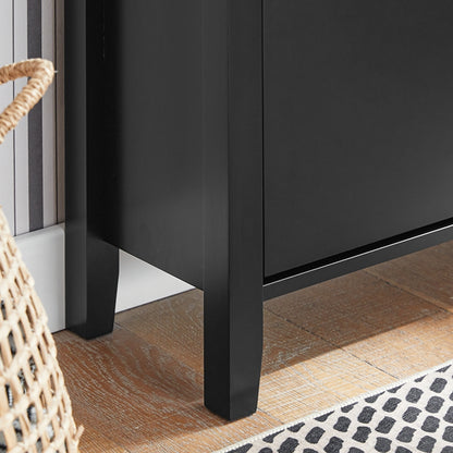 SoBuy | Meuble à chaussures | Étagère à chaussures à 2 portes | Étagère à chaussures avec tiroir | Noir | FSR89-SCH