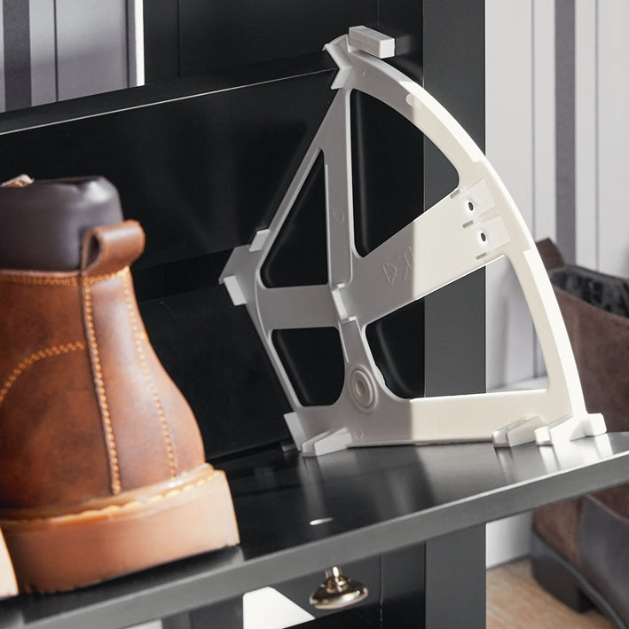 SoBuy | Meuble à chaussures | Étagère à chaussures à 2 portes | Étagère à chaussures avec tiroir | Noir | FSR89-SCH