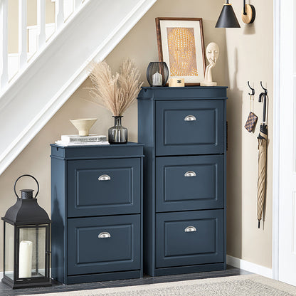 Prévente | SoBuy | Meuble à chaussures | Armoire à chaussures 3 portes | Coffre à chaussures, bleu | FSR94-B