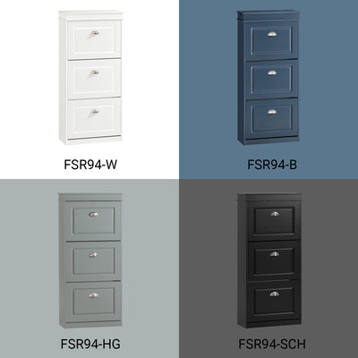 SoBuy | Meuble à chaussures | Rangement à chaussures à 3 portes | Coffre à chaussures gris clair | FSR94-HG 