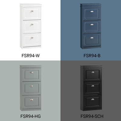 SoBuy | Meuble à chaussures | Rangement à chaussures à 3 portes | Coffre à chaussures noir | FSR94-SCH 