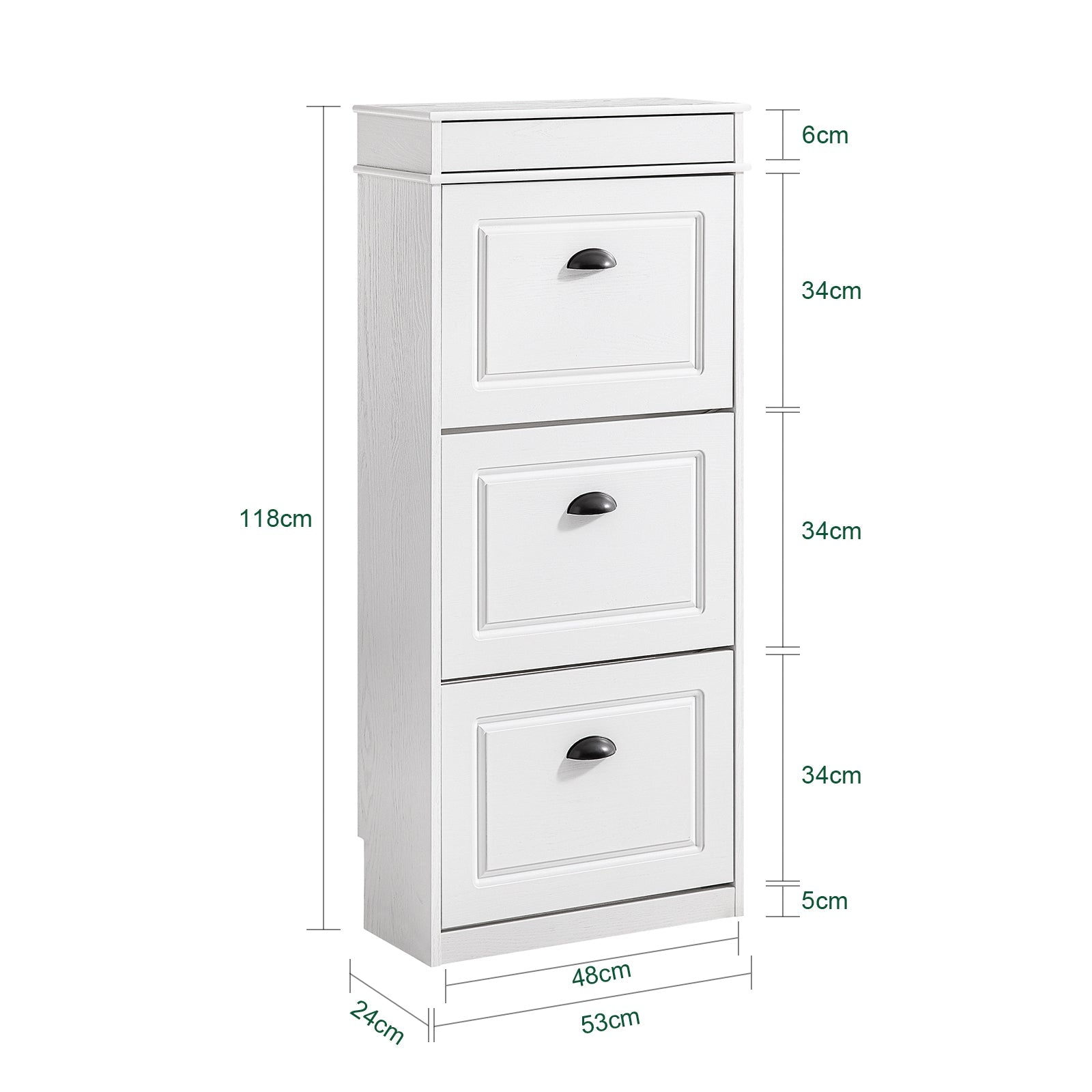 Prévente | SoBuy | Meuble à chaussures | Meuble à chaussures avec 3 abattants | Commode à chaussures blanc | FSR94-WG