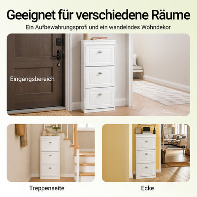 SoBuy | Schuhkipper | Schuhschrank schmal mit 3 Klappen |  Weiß | FSR94-W