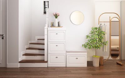 SoBuy | Schuhkipper-Set | Schuhbank und Schuhkommode | Schmal 24cm | Weiß | FSR82-L-W+FSR94-W