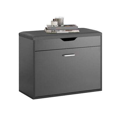 SoBuy | Meuble à chaussures à 1 abattant | Banc à chaussures avec coussin d'assise | Banc de rangement | Gris | FSR95-HG