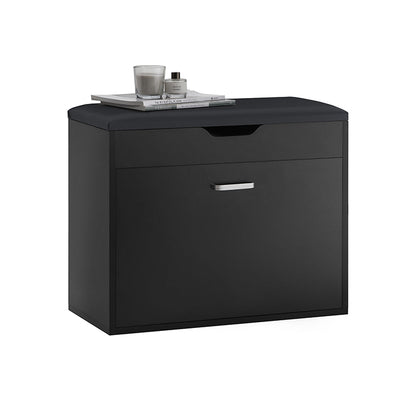 SoBuy | Meuble à chaussures 1 porte | Banc à chaussures avec coussin d'assise | Banc de rangement | Noir | FSR95-SCH