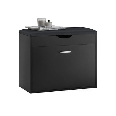 SoBuy | Scarpiera con 1 anta ribaltabile | Scarpiera con cuscino | Cassettiera per seduta | Nero | FSR95-SCH