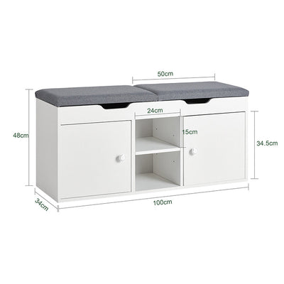 SoBuy | Panchina per guardaroba | Panchina da letto | Panchina portascarpe bianca | FSR96-W