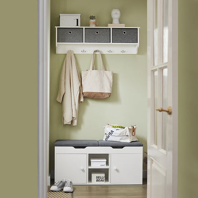 SoBuy | Panchina per guardaroba | Panchina da letto | Panchina portascarpe bianca | FSR96-W
