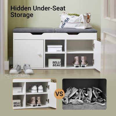 SoBuy | Panchina per guardaroba | Panchina da letto | Panchina portascarpe bianca | FSR96-W