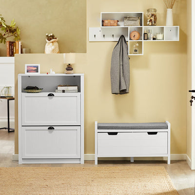 SoBuy | Cassapanca | Panchina con sedile | Scarpiera | Bianco | FSR97-W