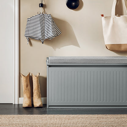 SoBuy | Meuble à chaussures | Banc à chaussures avec couvercle rabattable | avec coussin d'assise | Gris clair | FSR98-L-HG 