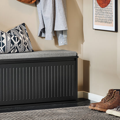 Prévente | SoBuy | Meuble à chaussures | Banc à chaussures avec rabat | Avec coussin d'assise | Noir | FSR98-L-SCH