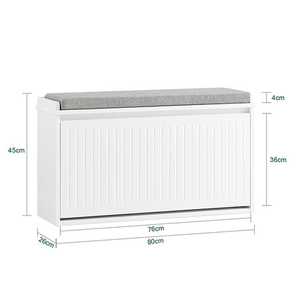 Prévente | SoBuy | Meuble à chaussures | Banc à chaussures avec compartiment intégré | Banc blanc | FSR98-LW