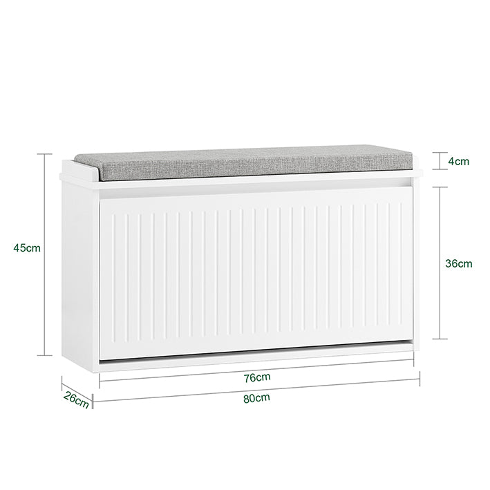 Prévente | SoBuy | Meuble à chaussures | Banc à chaussures avec compartiment intégré | Banc blanc | FSR98-LW