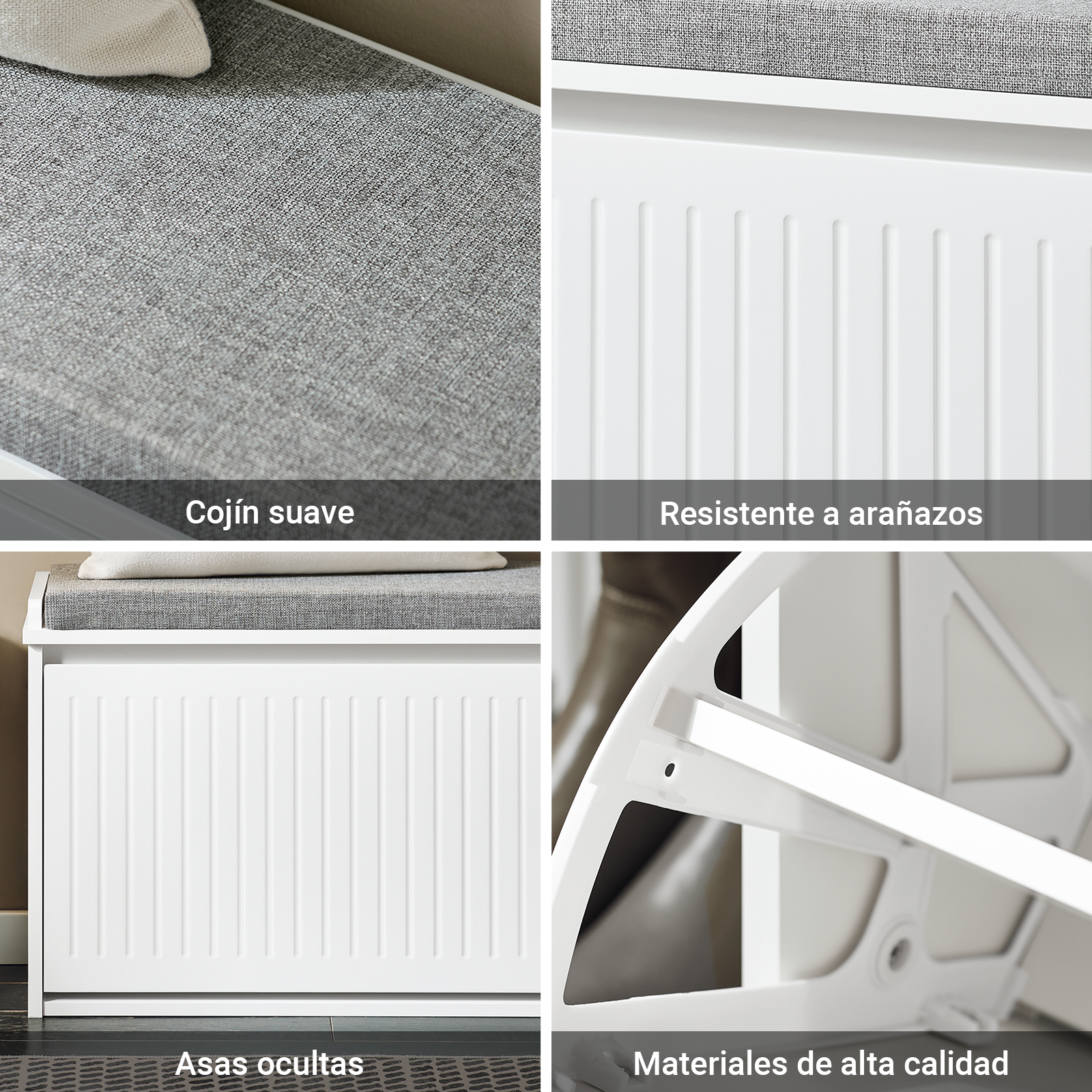 Prévente | SoBuy | Meuble à chaussures | Banc à chaussures avec compartiment intégré | Banc blanc | FSR98-LW