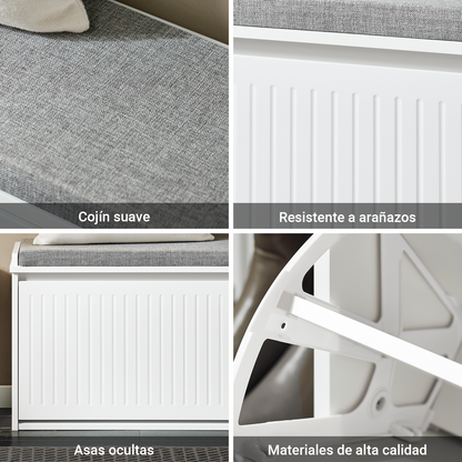 Prévente | SoBuy | Meuble à chaussures | Banc à chaussures avec compartiment intégré | Banc blanc | FSR98-LW