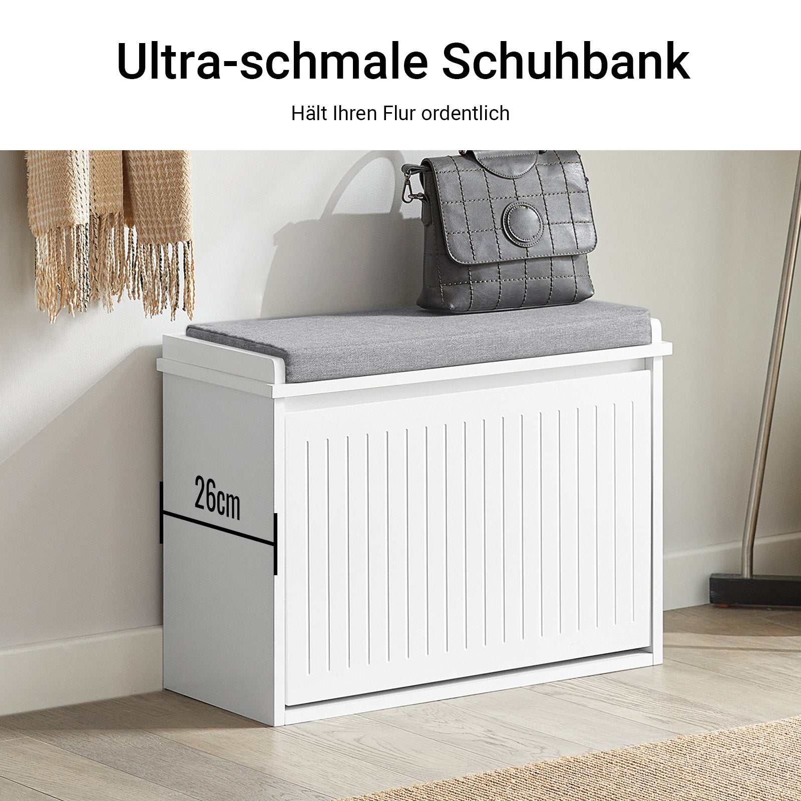 SoBuy | Scarpiera a ribalta | Scarpiera a panca | Panca porta scarpe | Bianco | FSR98-W