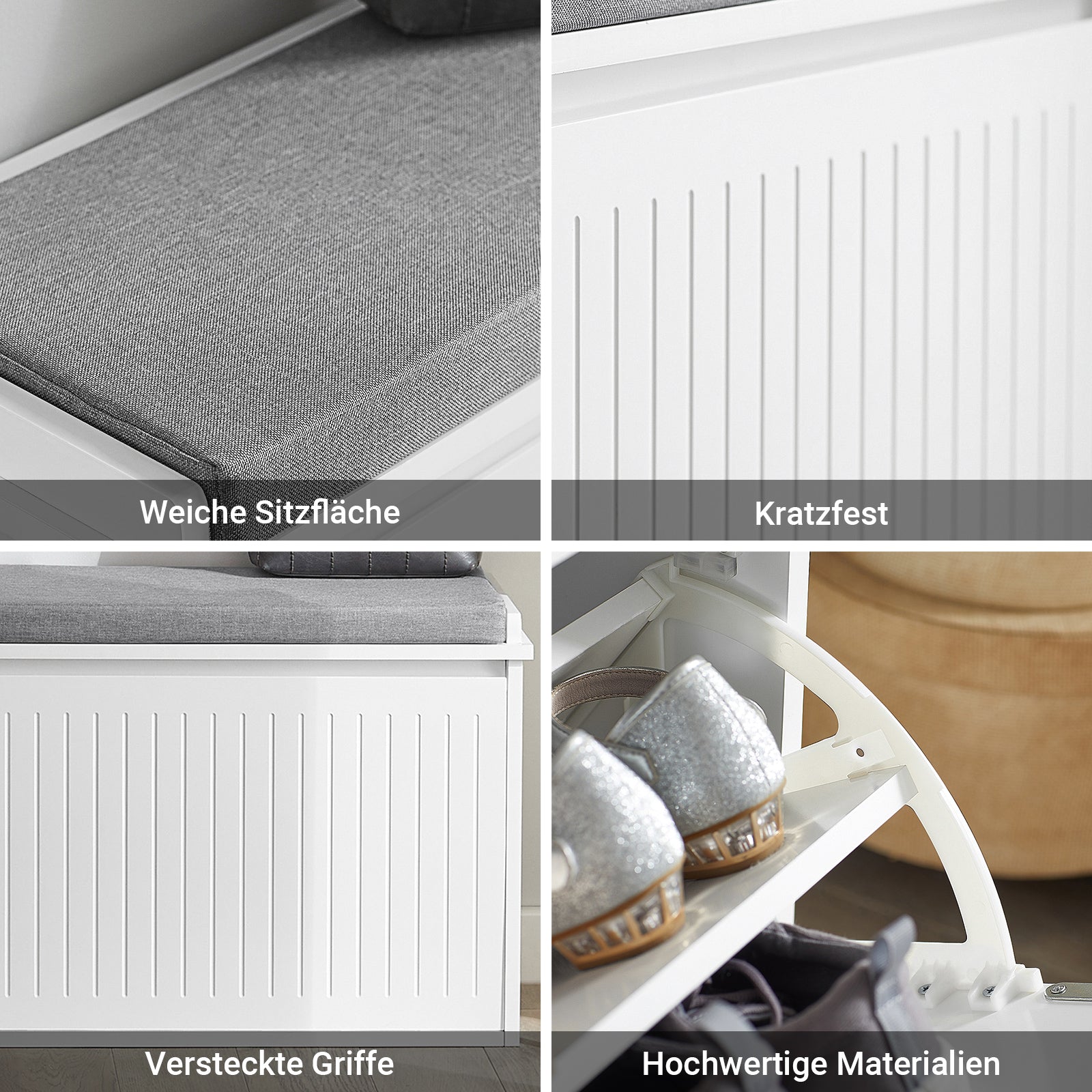 SoBuy | Scarpiera a ribalta | Scarpiera a panca | Panca porta scarpe | Bianco | FSR98-W