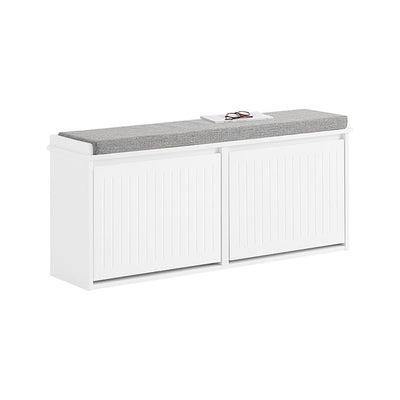 SoBuy | Scarpiera con 2 ante a ribalta | Panchina scarpiera con cuscino | Bianco | FSR98-XL-W