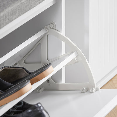 SoBuy | Meuble à chaussures à 2 portes | Banc à chaussures avec coussin d'assise | Blanc | FSR98-XL-W 