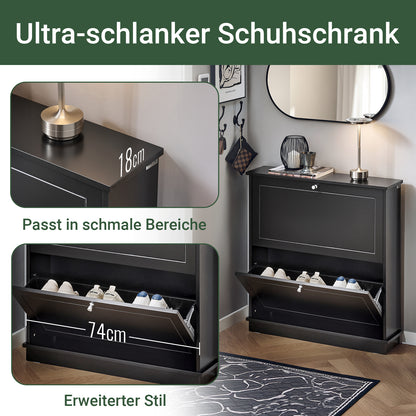 SoBuy | Meuble à chaussures | Rangement à chaussures à 2 portes | Coffre à chaussures noir | FSR99-SCH